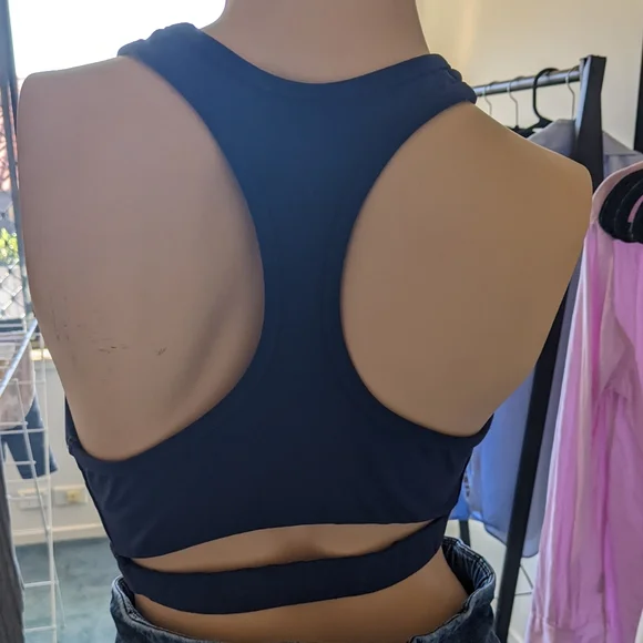 Dharma Bums Sports Bra / Crop Top Navy Blue Sz M - Picture 2 of 5